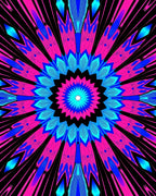 Vibrant Neon Pink Blue Sunburst Rug