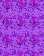 Whimsical Purple Cartoon Bird Creatures Rug
