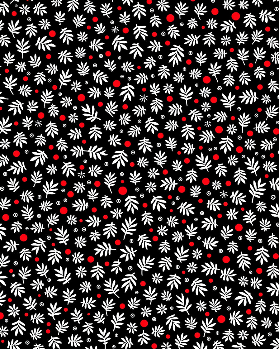 Whimsical White Foliage Red Dots Rug
