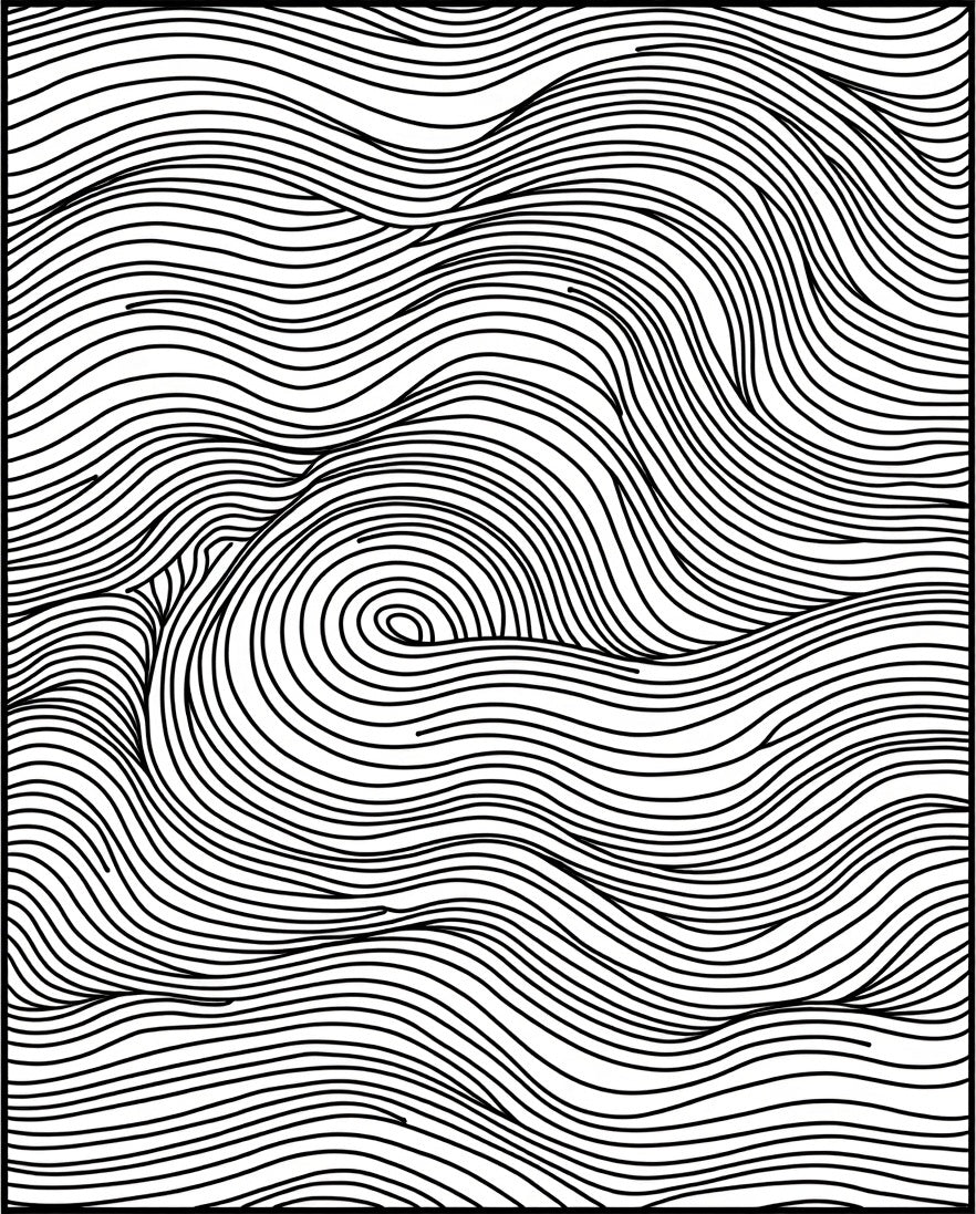 Abstract Black and White Swirl Lines Rug