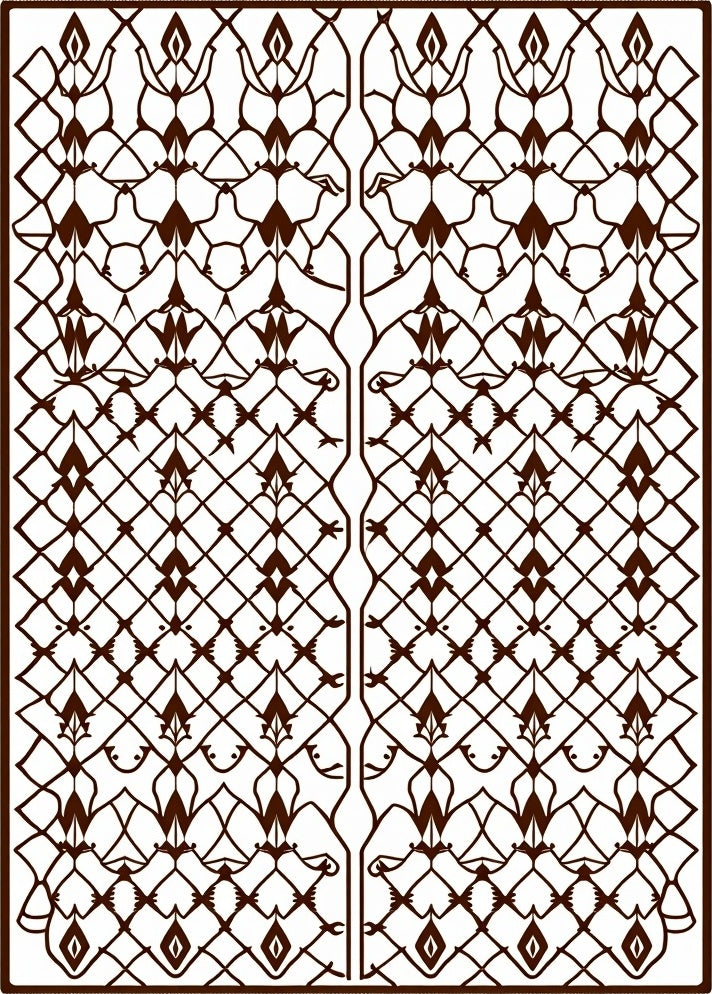 Dark Brown Ornate Filigree Diamond Rug