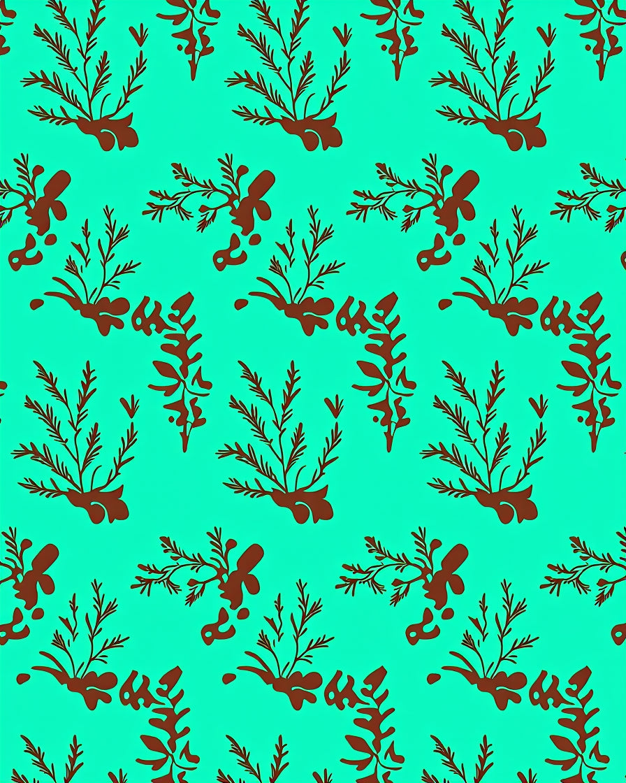 Aqua Brown Botanical Branch Arrangement Rug