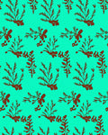 Aqua Brown Botanical Branch Arrangement Rug
