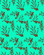 Aqua Brown Botanical Branch Arrangement Rug