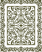 Dark Green Ornamental Courtly Scrolls Rug