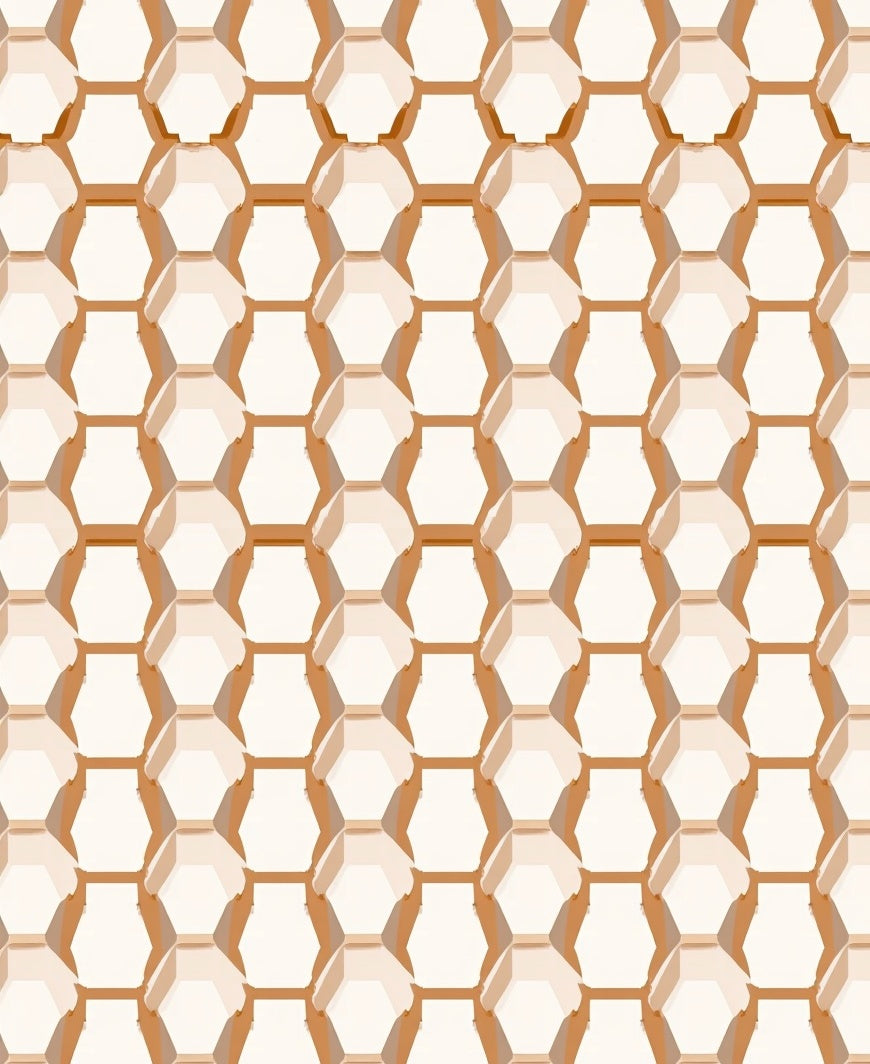 Golden Warm Hexagonal Texture Rug
