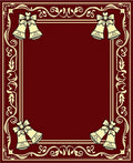 Crimson Bell Border with Swirling Vine Accents Rug