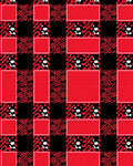 Red Black Bold Plaid Animal Print Rug