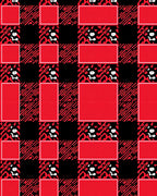 Red Black Bold Plaid Animal Print Rug