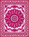 Vibrant Magenta Floral Mandala Composition Rug