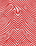 Bold Red Swirling Stripe Accordion Rug