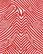 Bold Red Swirling Stripe Accordion Rug