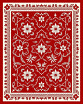 Crimson Botanical Medallion Border Rug