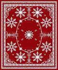 Red White Snowflake Holiday Medallion Rug