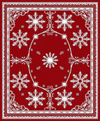 Red White Snowflake Holiday Medallion Rug