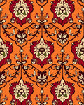 Crimson Floral Vine Damask Rug