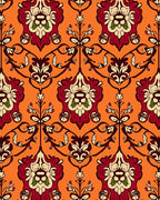 Crimson Floral Vine Damask Rug