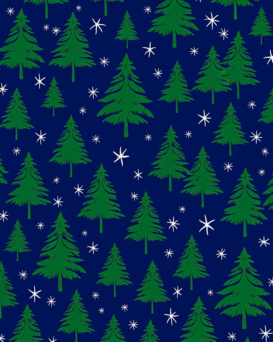 Green Christmas Trees White Snowflakes Rug