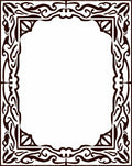 Dark Brown Ornamental Flourish Frame Rug