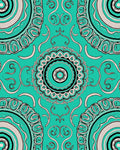 Teal Medallion Black and Cream Whimsical Rug