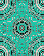 Teal Medallion Black and Cream Whimsical Rug