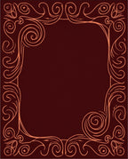 Deep Rose Swirl Scroll Border Rug