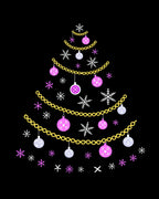 Pink White Christmas Tree Ornaments Rug