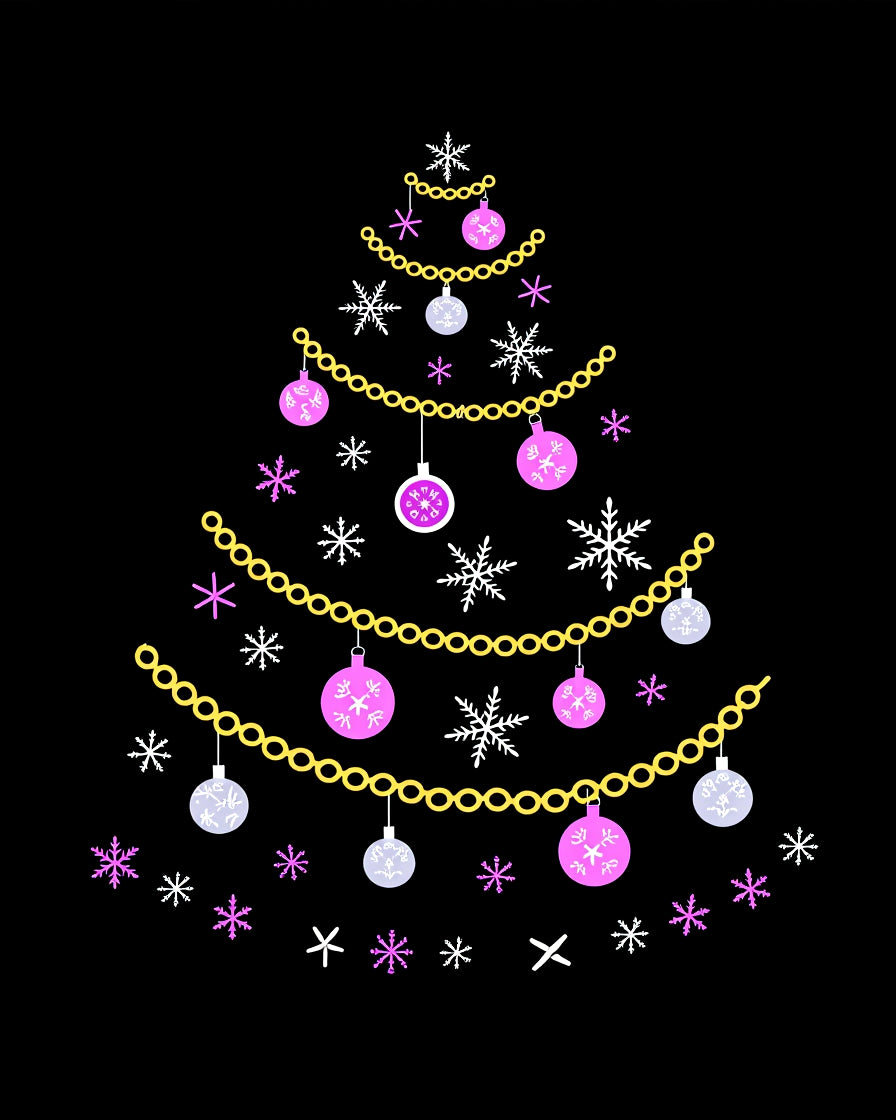 Pink White Christmas Tree Ornaments Rug