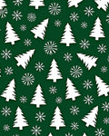 White Trees Snowflakes Green background Rug