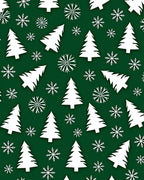 White Trees Snowflakes Green background Rug