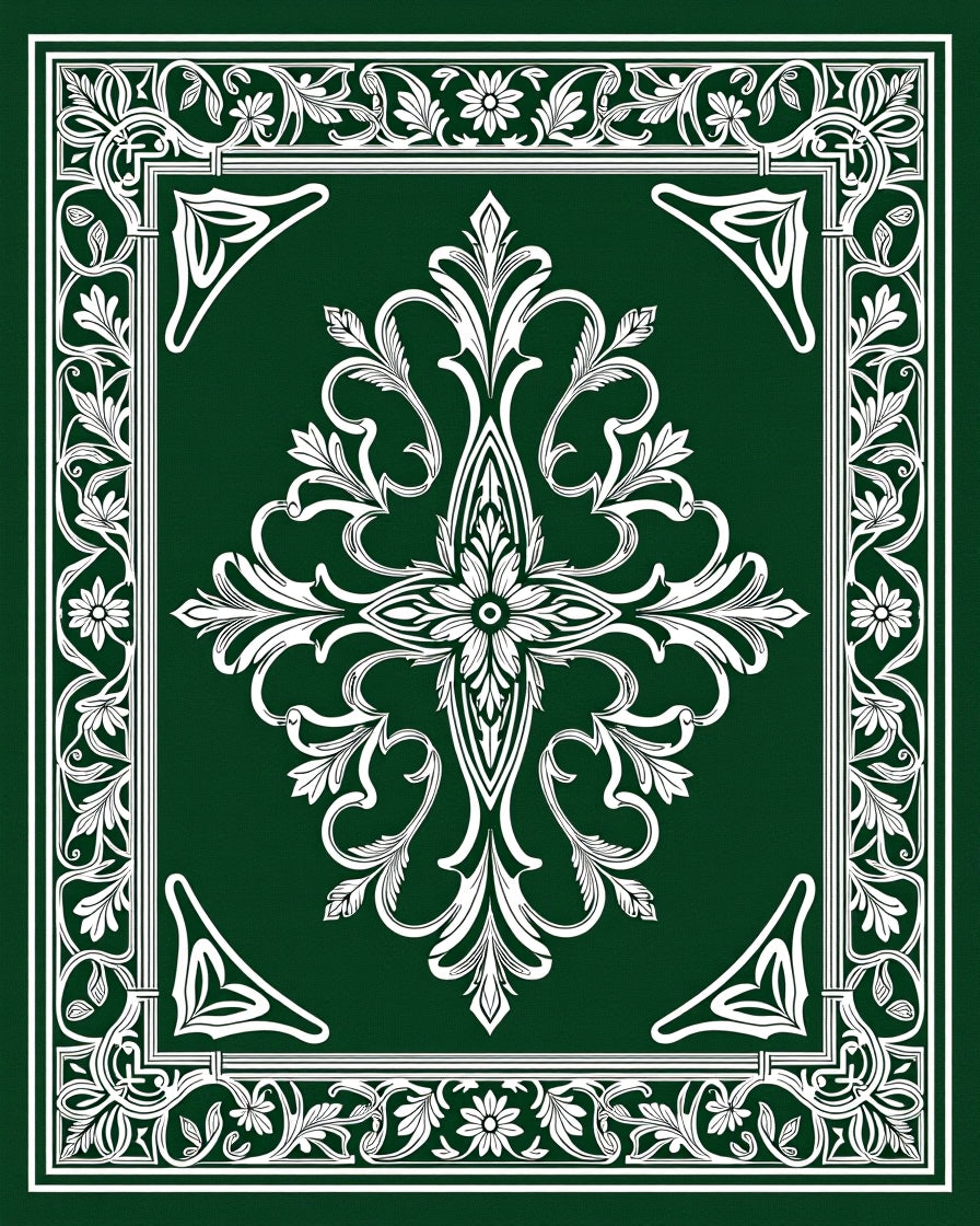 Antique Emerald Floral Scroll Rug
