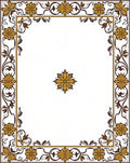 Golden Floral Border Square Accent Rug