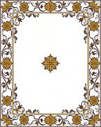 Golden Floral Border Square Accent Rug