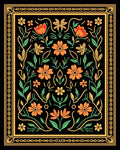 Orange Floral Vine Border Rug