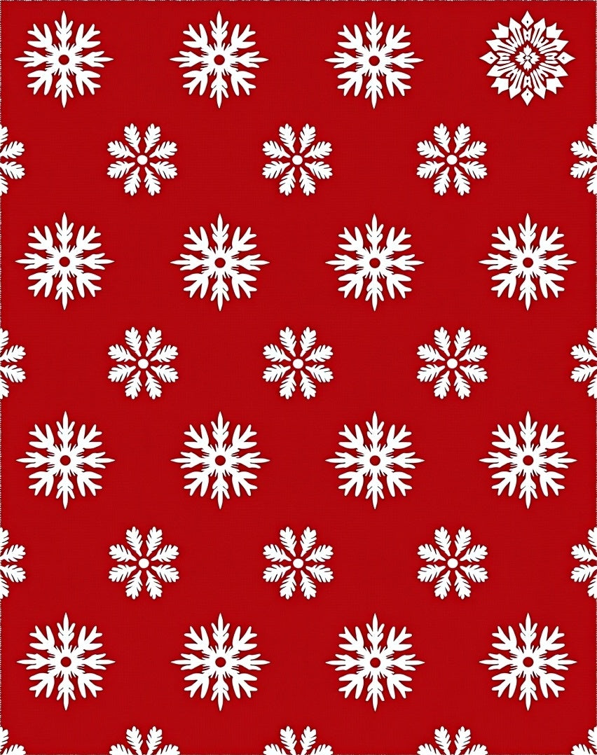 Crimson White Snowflake Repeat Rug