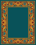 Art Nouveau Teal Floral Border Rug