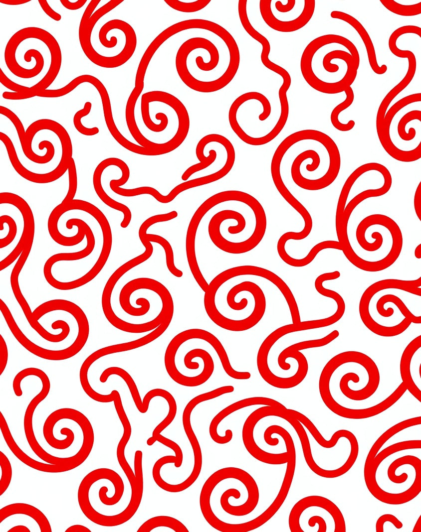 Bold Red Swirls Serpentine Flow Rug