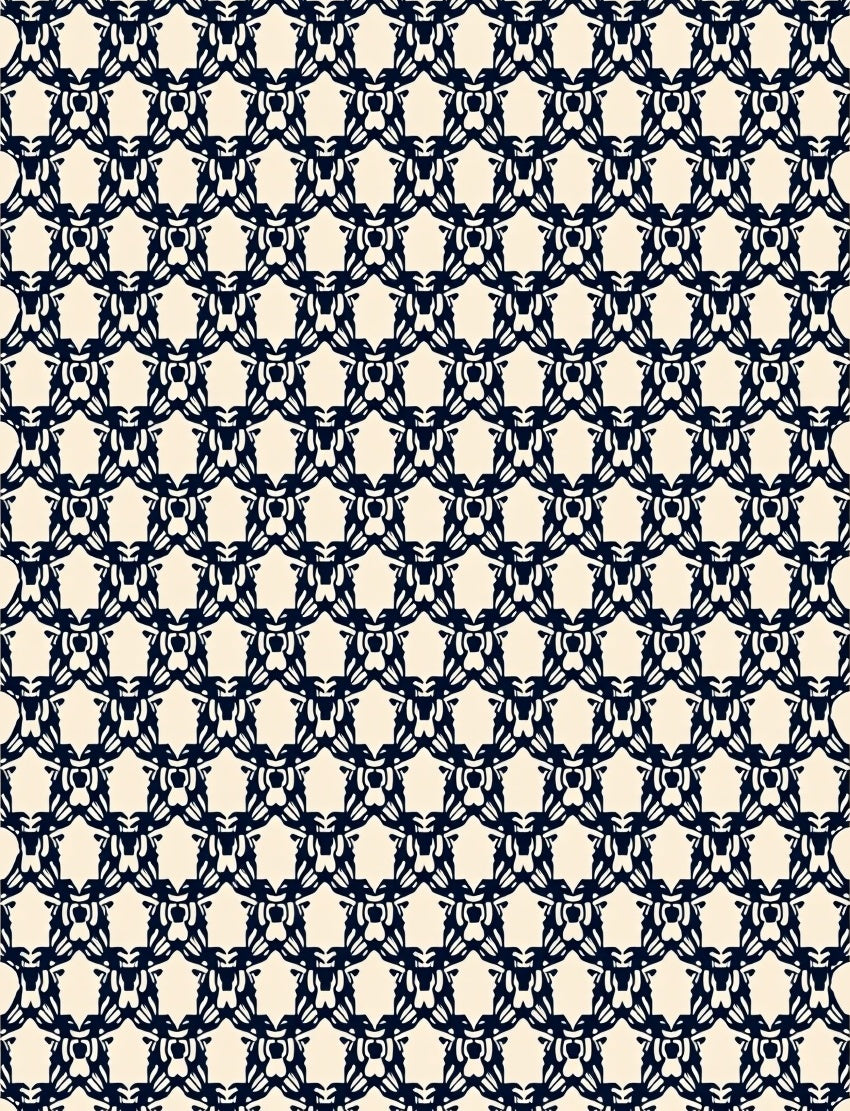 Elaborate Navy Ivory Lattice Rug