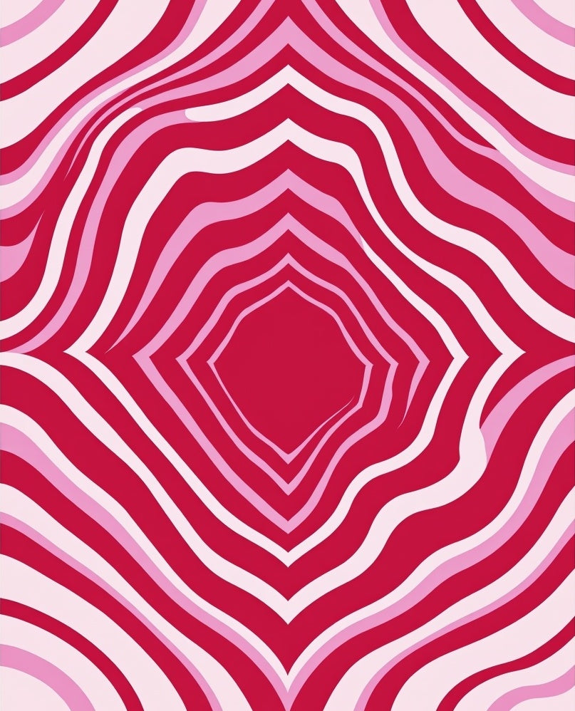 Retro Pink and Red Wavy Stripes Rug