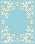 Ornate Cream Floral Border Sky Blue Rug