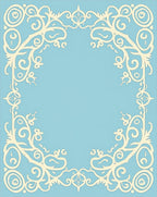 Ornate Cream Floral Border Sky Blue Rug