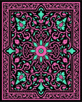 Bold Pink Teal Floral Scroll Rug