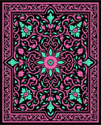 Bold Pink Teal Floral Scroll Rug