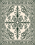 Cream Green Classic Floral Medallion Rug