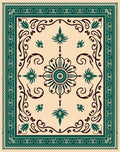 Emerald Green Floral Laurel Frame Rug