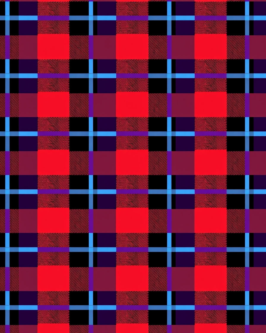 Classic Red Blue Plaid Tartan Squares Rug