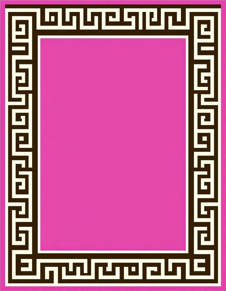 Pink Greek Key Border Rug