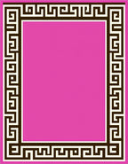 Pink Greek Key Border Rug