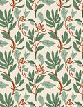 Earthy Green Botanical Leaf Arrangement Rug