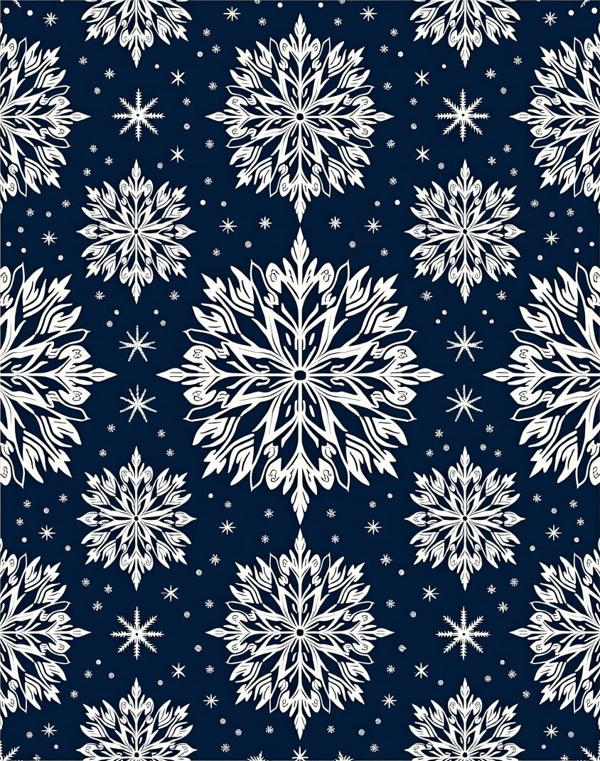 Classic White Snowflake Winter Navy Rug